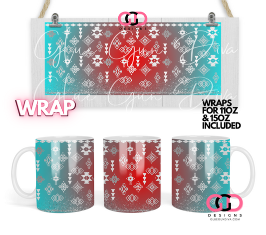 Silver Aztec Designs - Digital mug wrap for 11 and 15 oz