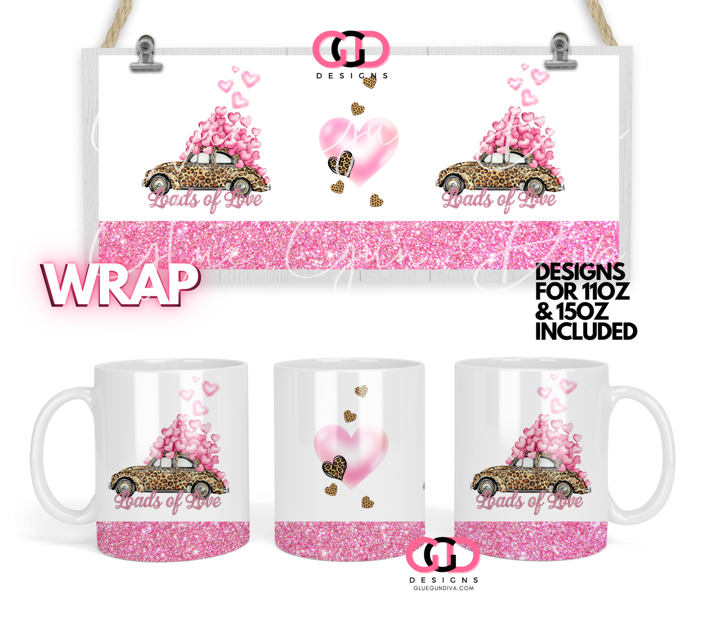 Loads of Love Leopard Bug - Digital mug wrap for 11 and 15