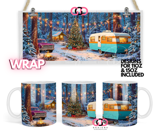 Christmas in the Woods - Digital mug wrap for 11 and 15 oz