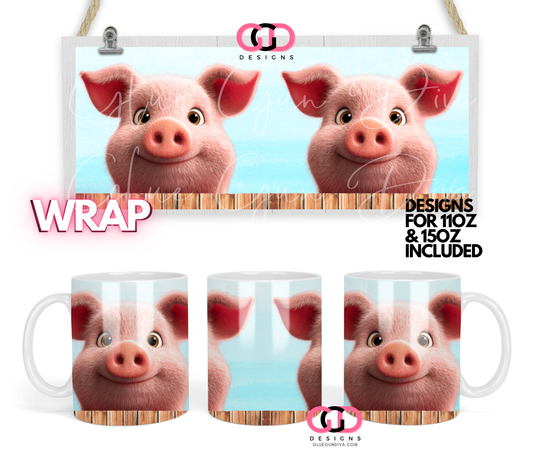 Upclose Piggy - Digital mug wrap for 11 and 15 oz