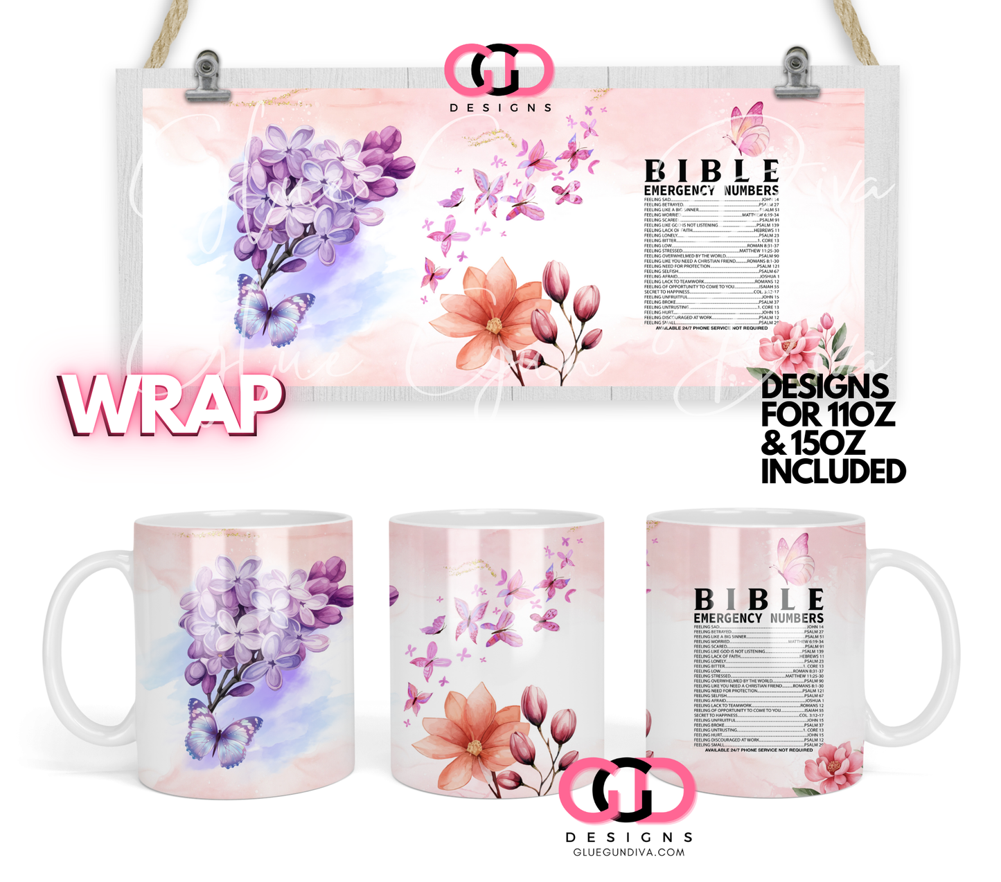 Bible Emergency Numbers Floral - 4 images BUNDLE