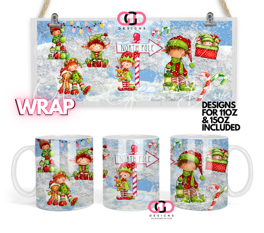 Frosty Elves - Digital mug wrap for 11 and 15 oz