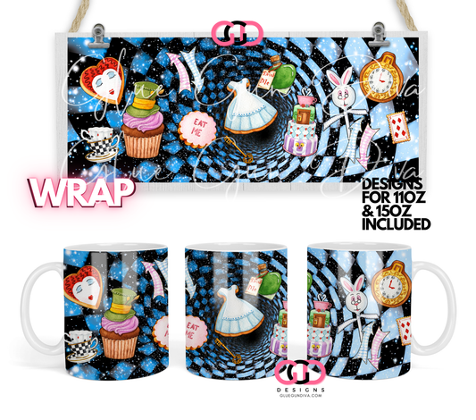 Down the Rabbit Hole - Digital mug wrap for 11 and 15 oz