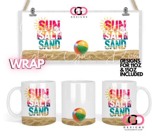 Sun Salt Sand - Digital mug wrap for 11 and 15