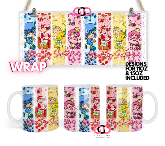 Strawberry Shortcake Fruits - Digital mug wrap for 11 and 15 oz