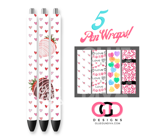 Valentine White Background - Digital Pen wraps