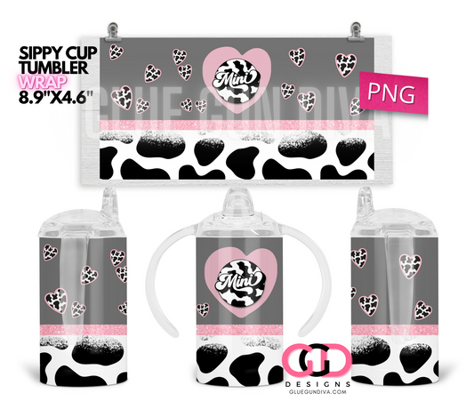 MAMA & MINI Pink Grey Cow Pattern - 3 images BUNDLE