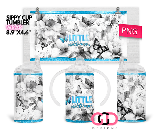 Little Wildflower - Digital Sippy Cup Wrap for kid's cups 12 oz