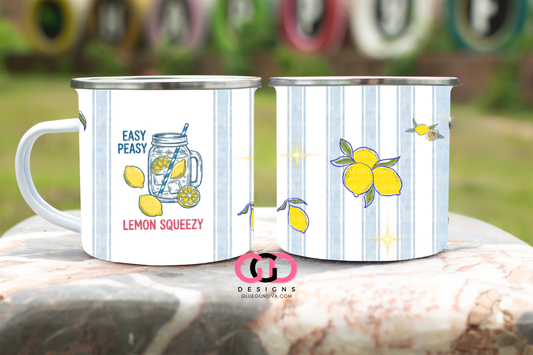 Easy Peasy Lemon - Digital wrap for 12 oz enamel camping mug