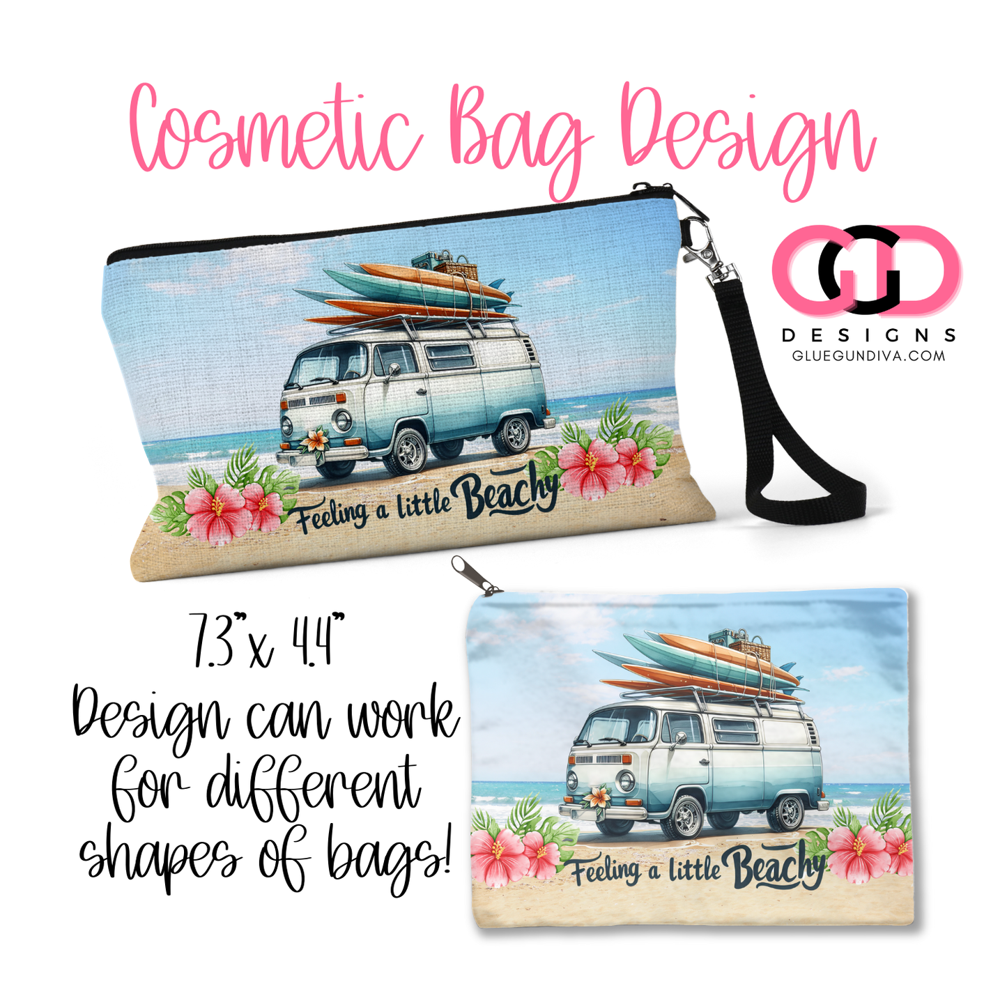 Feeling a Little Beachy-   Digital image for Cosmetic Bags