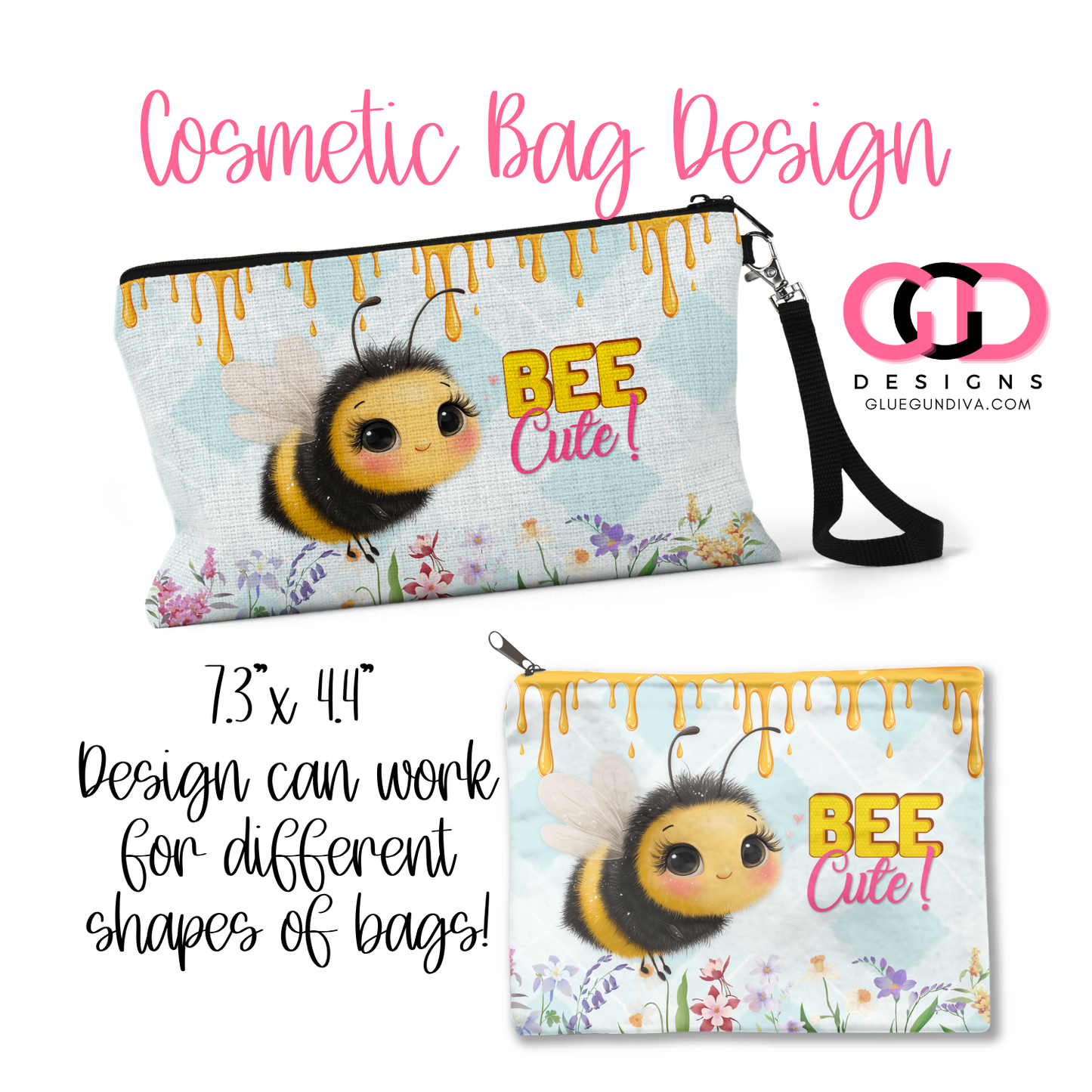 Bee Cute -   Digital image for Cosmetic Bags