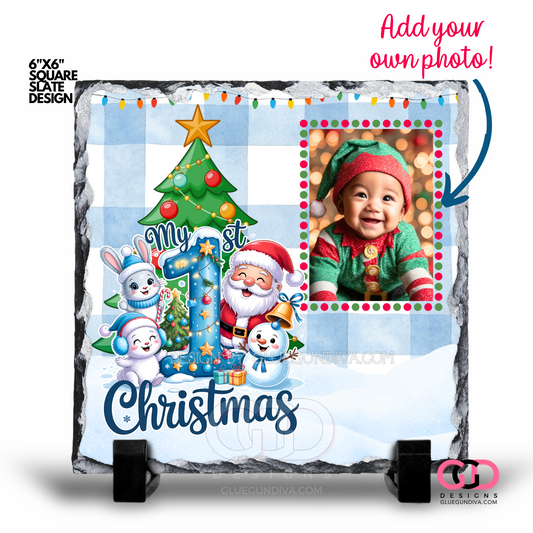 My First Christmas Blue -  Digital Image for a Slate