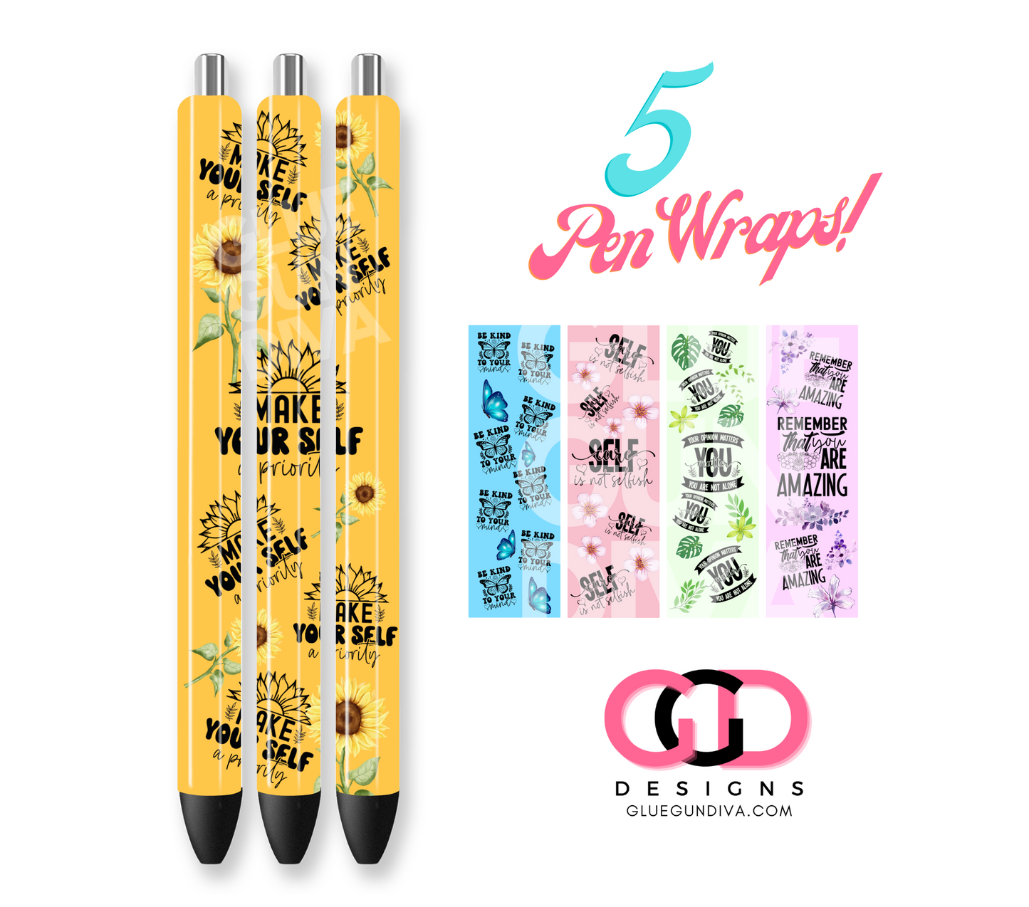 Mental Health Floral- Digital Pen wraps