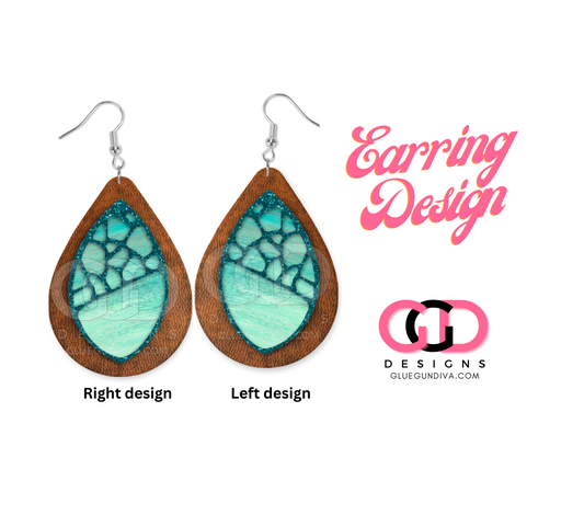 Teal and Leather right and left  - Earring Design