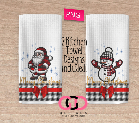 Houndstooth Christmas Characters 2 images -  Design for Kitchen Towel