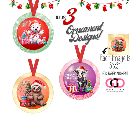 Cute Animals Christmas - Designs for Ornaments