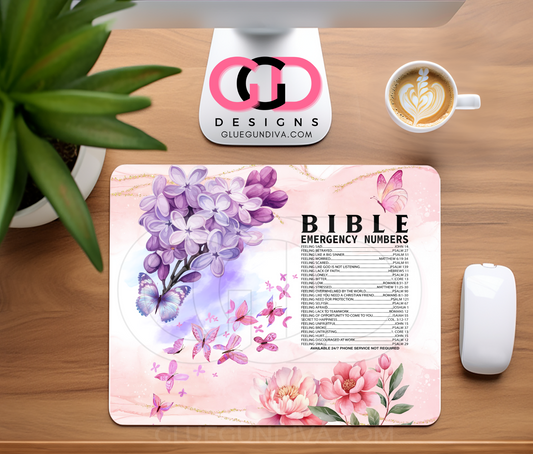 Bible Emergency Numbers Floral - Design for Mouse Pad