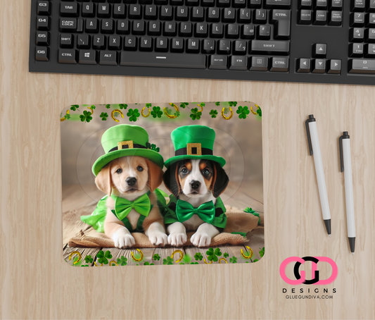 St. Patrick's Day Puppies - Design for Mouse Pad