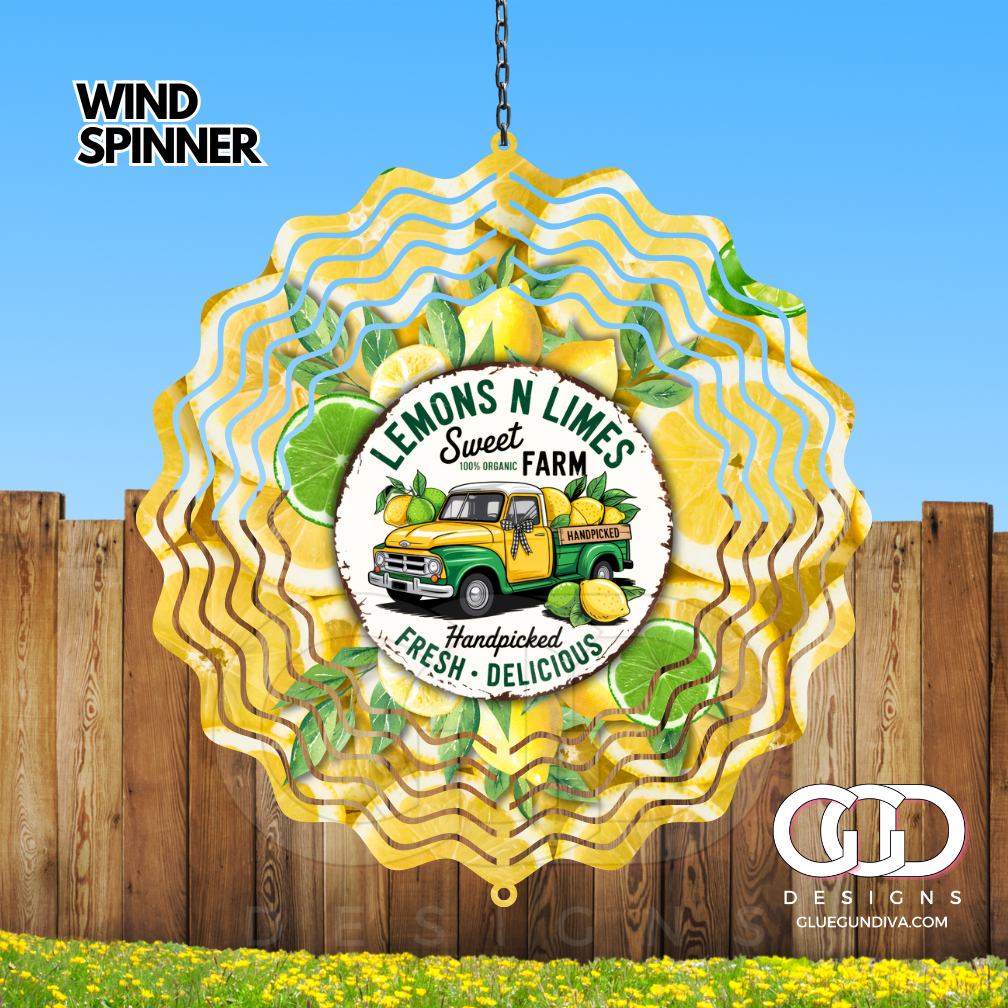 Lemons Limes Summer-   Digital image for an 8 Inch Wind Spinner