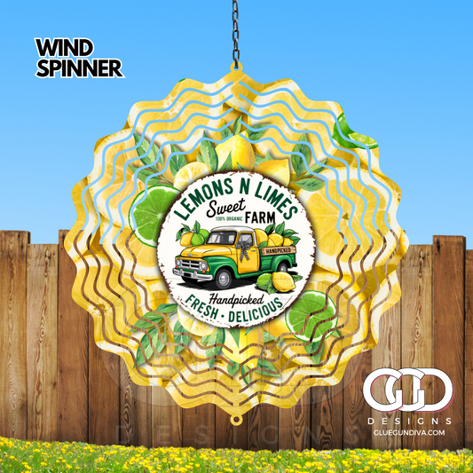 Lemons Limes Summer-   Digital image for an 8 Inch Wind Spinner