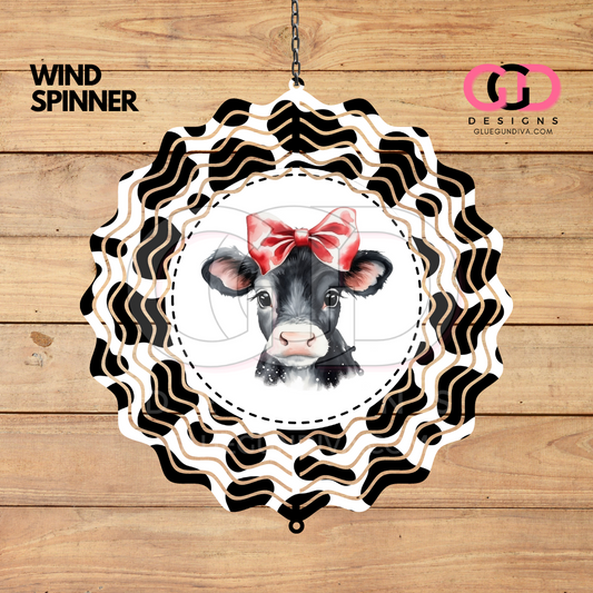 Cute black and white cow-   Digital image for an 8 Inch Wind Spinner