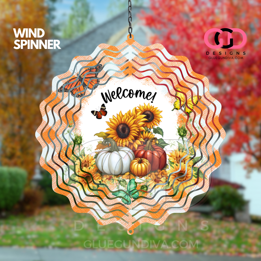 Welcome Fall Sunflowers-   Digital image for an 8 Inch Wind Spinner