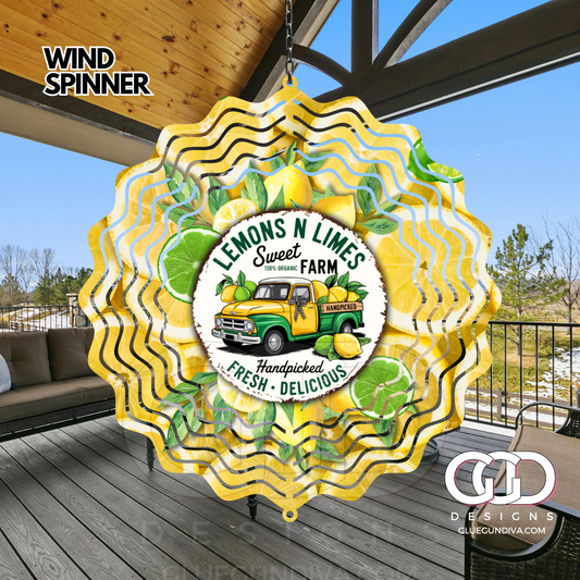 Lemons Limes Summer-   Digital image for an 8 Inch Wind Spinner