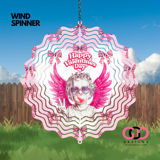 Cute Cupid with Bubble Gum-   Digital image for an 8 Inch Wind Spinner