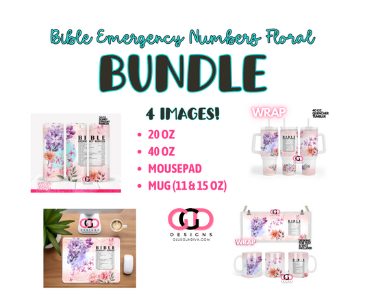 Bible Emergency Numbers Floral - 4 images BUNDLE