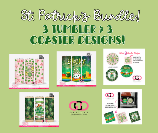 St Patrick's Day Tumbler and Coasters - 6 images BUNDLE