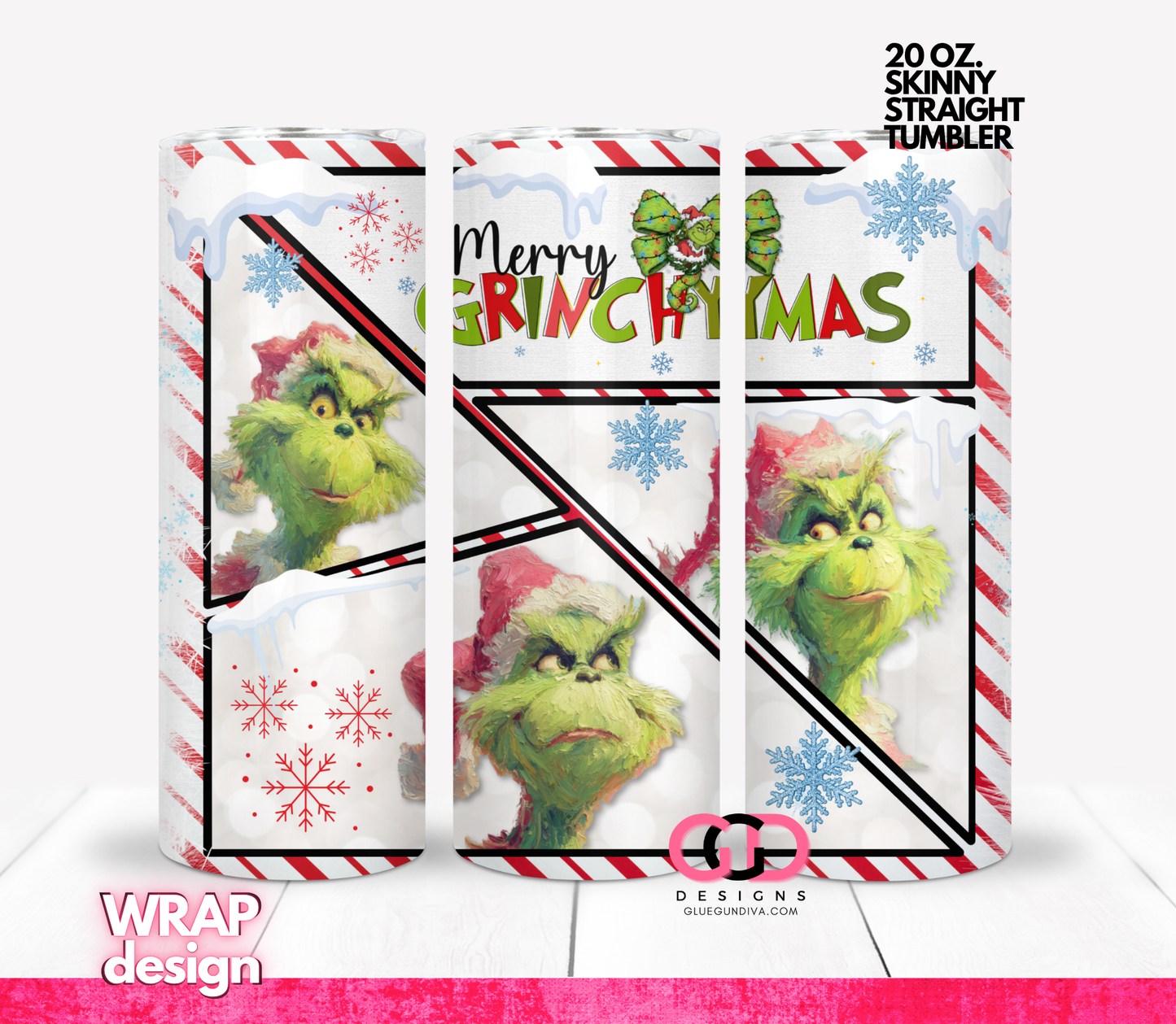 Merry Grinchymas -  Digital tumbler wrap for 20 oz skinny straight tumbler