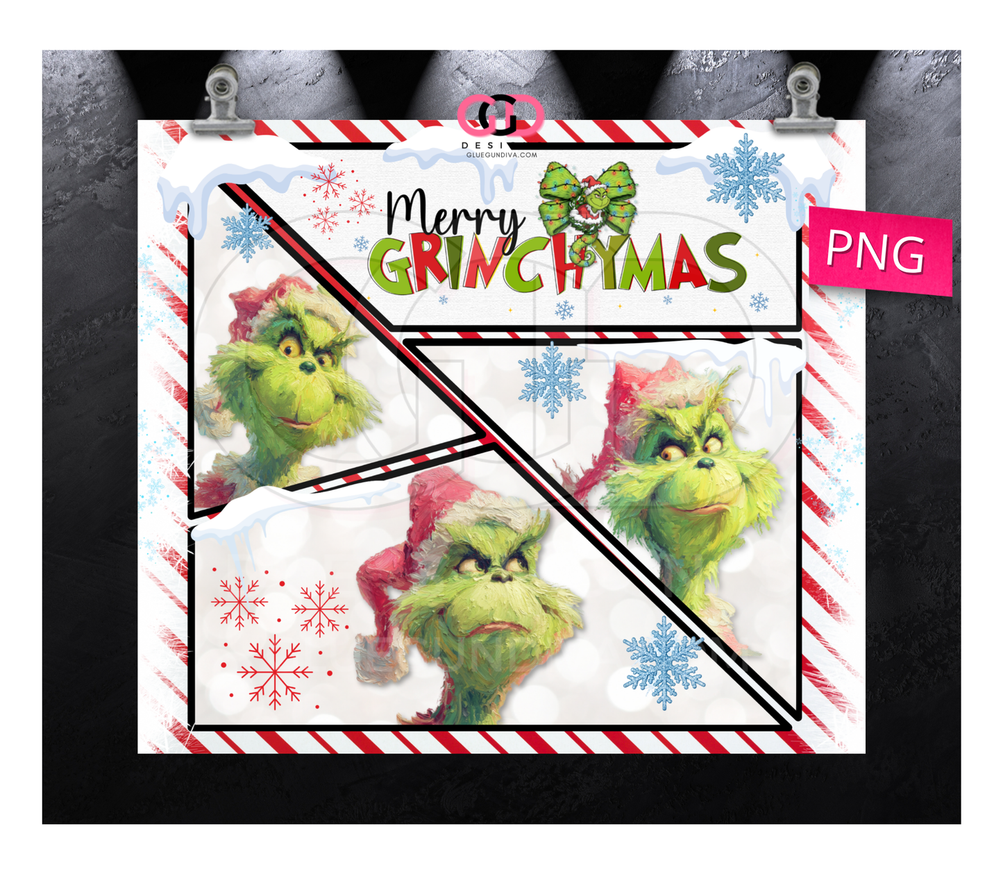 Merry Grinchymas -  Digital tumbler wrap for 20 oz skinny straight tumbler