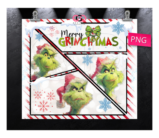 Merry Grinchymas -  Digital tumbler wrap for 20 oz skinny straight tumbler