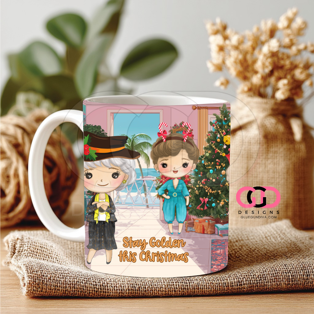 Stay Golden this Christmas - Digital mug wrap for 11 and 15 oz