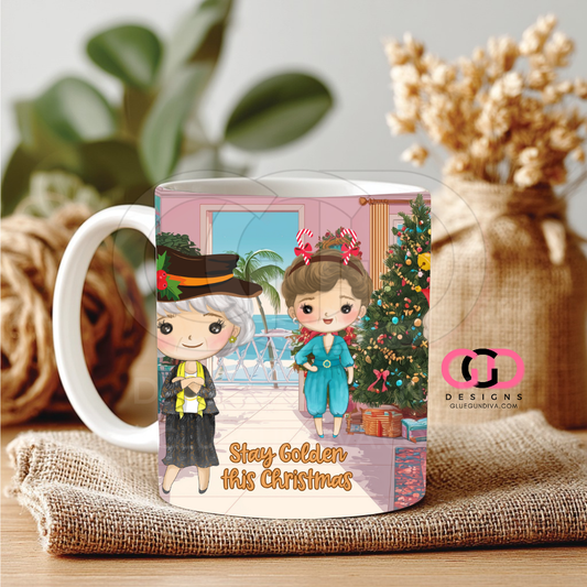 Stay Golden this Christmas - Digital mug wrap for 11 and 15 oz
