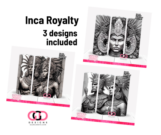 Inca Royalty 3 images -  Digital tumbler wrap for 20 oz skinny straight tumbler