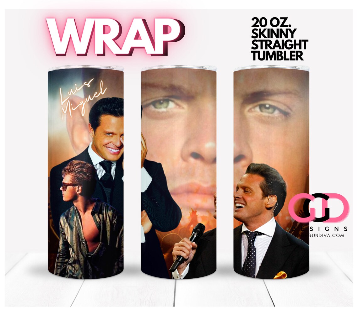 Luis Miguel Closeup -   Digital tumbler wrap for 20 oz skinny straight tumbler