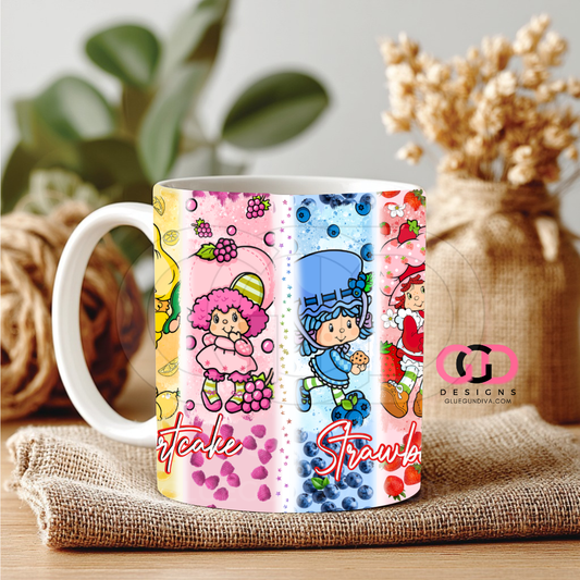 Strawberry Shortcake Fruits - Digital mug wrap for 11 and 15 oz
