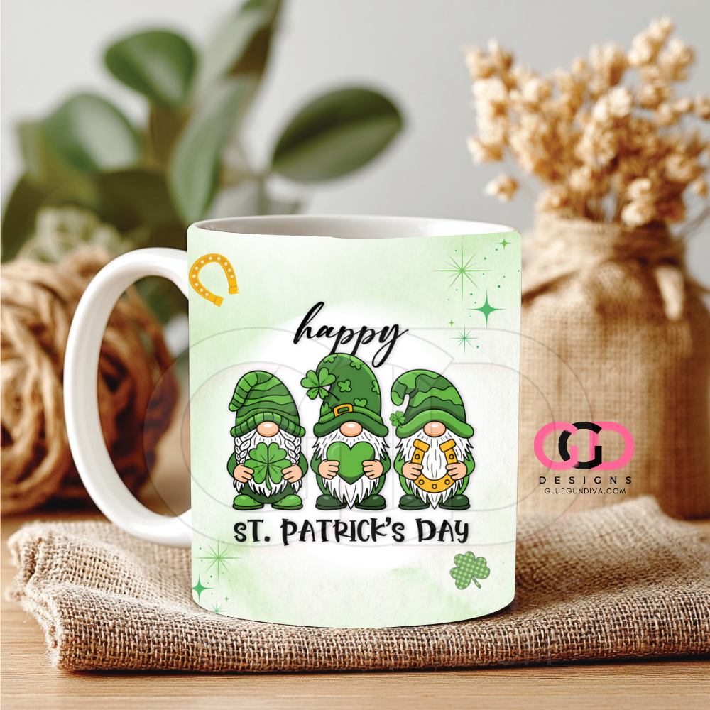 Happy St Patrick's Day Gnomes - Digital mug wrap for 11 and 15 oz