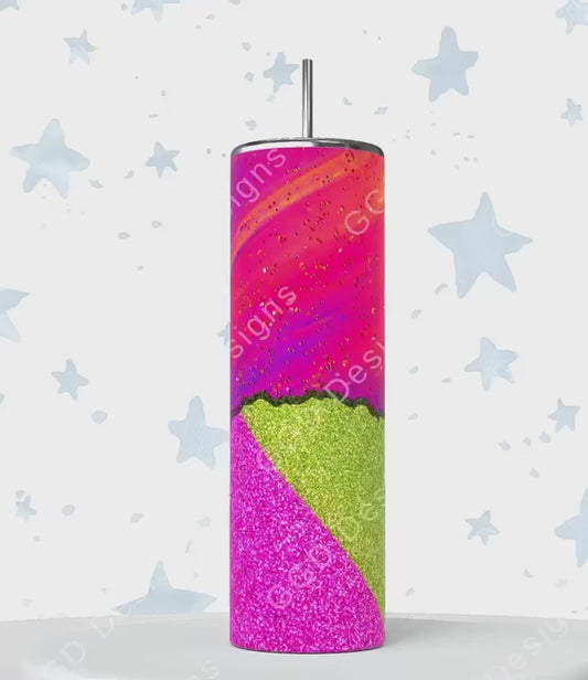 Colorful Background-   Digital tumbler wrap for 20 oz skinny straight tumbler