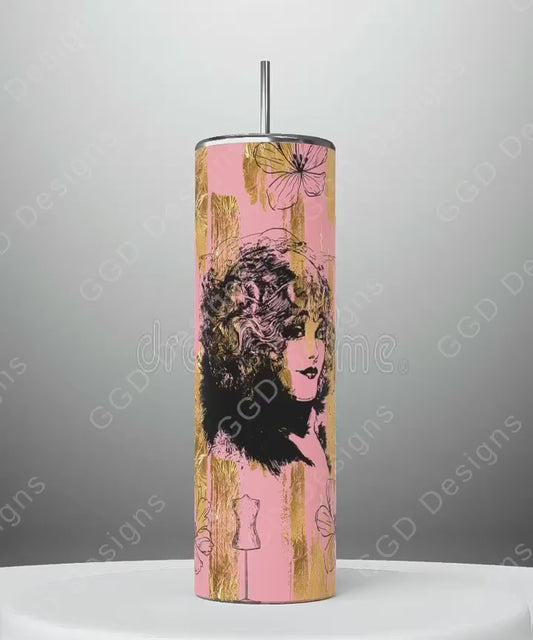 Vintage Beauty-   Digital tumbler wrap for 20 oz skinny straight tumbler