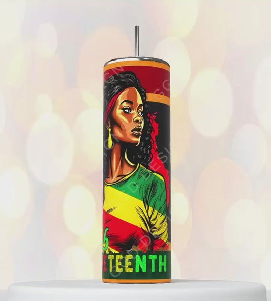 Juneteenth Freedom Day-   Digital tumbler wrap for 20 oz skinny straight tumbler