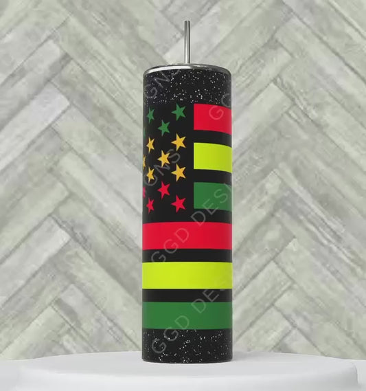 Juneteenth Flag Glitter-   Digital tumbler wrap for 20 oz skinny straight tumbler