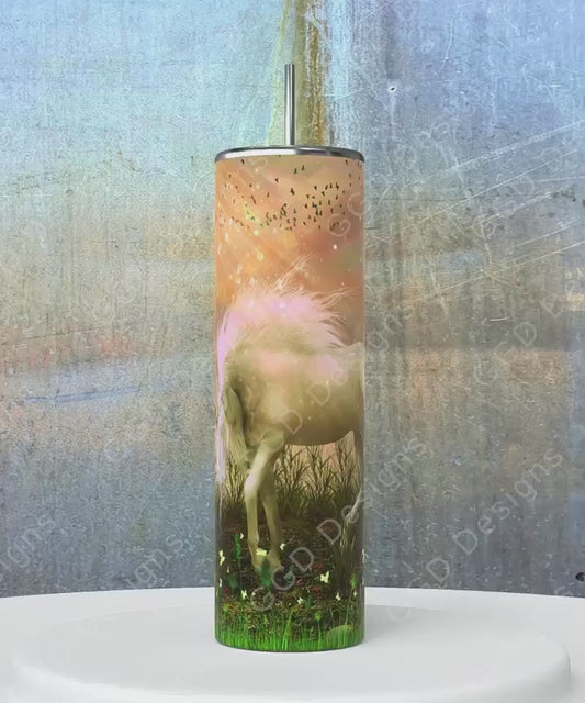 Unicorn Magical Sunbath-   Digital tumbler wrap for 20 oz skinny straight tumbler