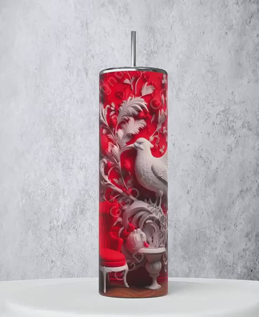 Red Room 3D-   Digital tumbler wrap for 20 oz skinny straight tumbler