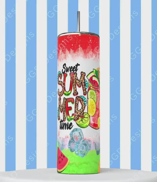 Sweet Summer Time -   Digital tumbler wrap for 20 oz skinny straight tumbler