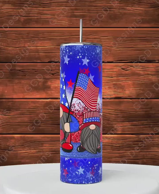 Patriotic Gnomes-   Digital tumbler wrap for 20 oz skinny straight tumbler