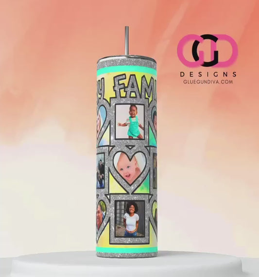 My Family Photo Tumbler -   Digital tumbler wrap for 20 oz skinny straight tumbler