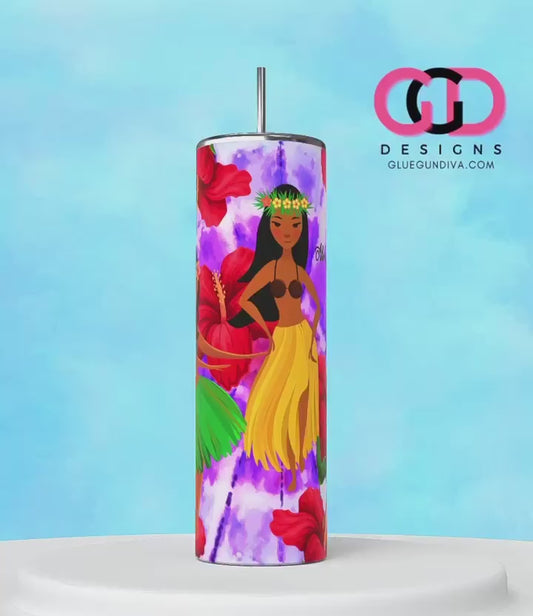 Aloha Hula Dancers -   Digital tumbler wrap for 20 oz skinny straight tumbler