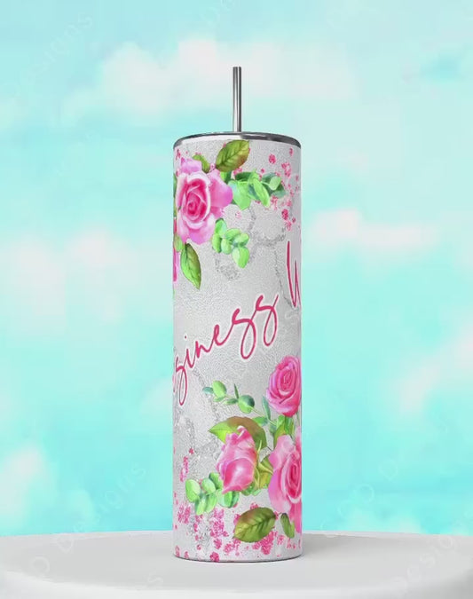 Business Woman Pink Roses-   Digital tumbler wrap for 20 oz skinny straight tumbler